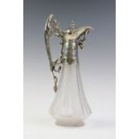 A Victorian silver mounted cut glass claret jug, marks for 'WP', Sheffield 1876, of tapering form on