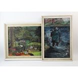 Norman Macdonald (Modern British), Two pastels on paper, 'The Garden, Gwydyr Hotel, Betws-y-Coed'
