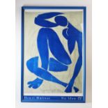 After Henri Matisse, Print on paper, 'Nu bleu IV', 93cm x 63.5cm, Framed and glazed