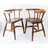 A near pair of child's elm, ash and beech bow back chairs, early to mid 20th century, each chair