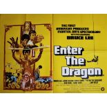 A British quad film poster for ENTER THE DRAGON (1973) starring Bruce Lee, artwork by Bob Peak, with