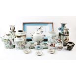 A collection of Chinese porcelain, 19th century and later, to include a set of three famille rose