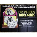 A British quad film poster for DR PHIBES RISES AGAIN (1972) starring Vincent Price, folded as
