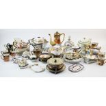 A Noritake desert pattern coffee service, comprising: a coffee pot, five coffee cans, six saucers, a