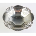 A silver bon-bon dish by Mappin & Webb, London 1930, of octagonal form with scalloped borders and