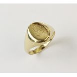 A 9ct gold signet ring with monogrammed initials, ring size Q, weight 4.1gms