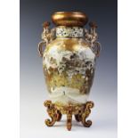 A Japanese Satsuma vase, Meiji period (1868-1912), the vase of large proportions externally