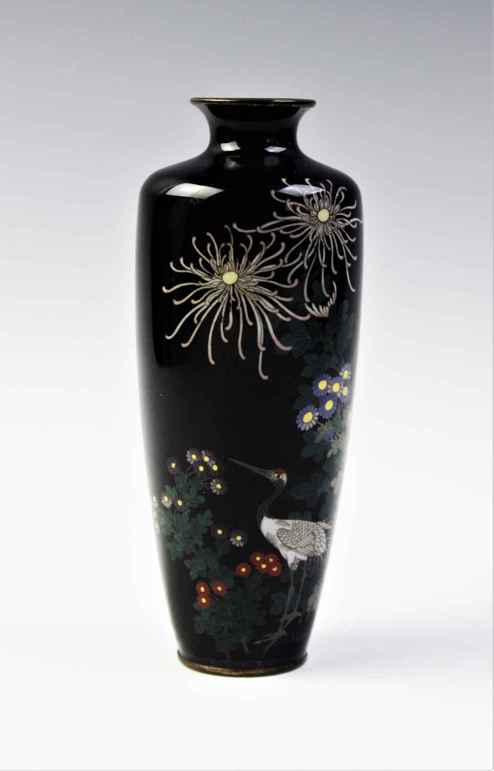 A Japanese cloisonne vase, in the manner of Hayashi Kodenji, 1831-1915, externally decorated with - Image 2 of 2