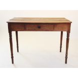 A 19th century mahogany side table, with a rounded top above a single frieze drawer, raised upon