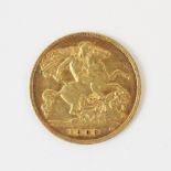 An Edwardian half sovereign, dated 1908, weight 4.0gms