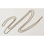 An Edwardian long guard chain, the wheat link chain with applied pad stamped '9C', length 152cm,