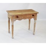 A Victorian pine and later side table, the rectangular top with rounded front corners above a single