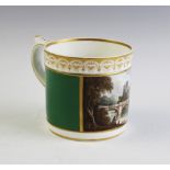 A Bloor Derby Porter mug, circa 1820, decorated in the manner of Daniel Lucas with a view of