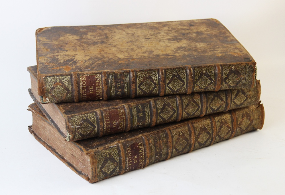 DICTIONAIRE UNIVERSEL FRANCOIS & LATIN, an early 18th century French to Latin Dictionary, 3 vols,