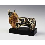 An Alfajar Studio pottery model of a bull, 20th century, in the cubist manner