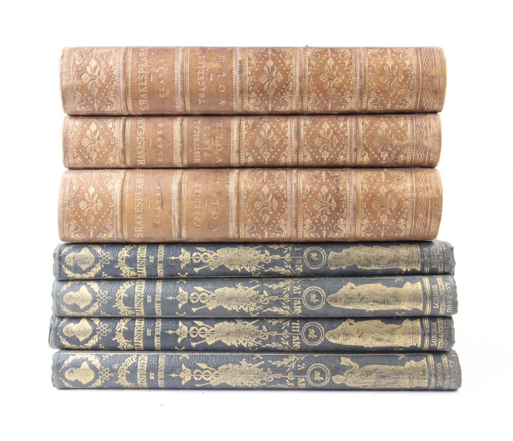 SHAKESPEARE (W), THE PLAYS OF SHAKESPEARE, 3 vols, 3/4 leather, brown cloth boards, gilt titles - Image 3 of 3