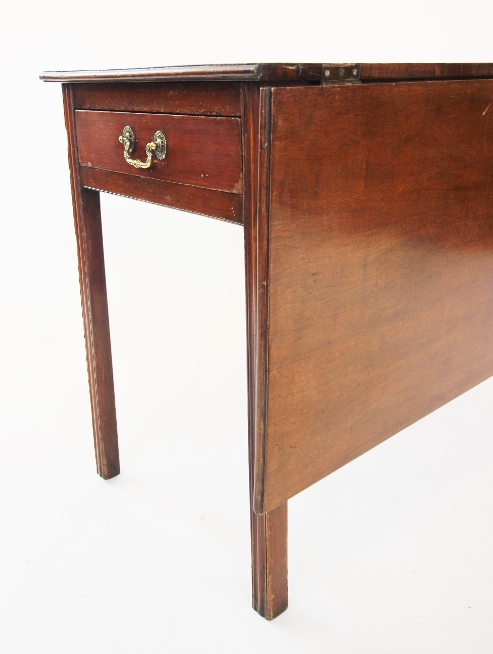 A George III mahogany single drop leaf table, the rectangular top above a single frieze drawer, - Image 2 of 2