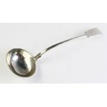 A Victorian silver ladle by Chawner & Co, London 1838, of plain polished form with monogrammed