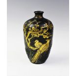 A Chinese bronze Ming style vase, the baluster vase gilt highlighted and relief moulded depicting