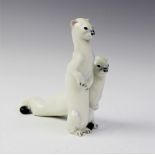 A Lenci porcelain group, modelled as two naturalistic ermine, painted makers mark to base 1-36, 18cm
