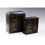 A Japanese lacquered kodansu, Meiji period (1868 - 1912), designed with a hinged cover above two