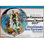 A British quad film poster for DIAMONDS ARE FOREVER (1971) starring Sean Connery, artwork by