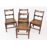 A harlequin set of seven oak country chairs, late 18th/early 19th century, comprising a set of
