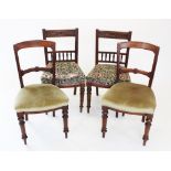 A matched set of ten late Victorian walnut dining chairs, to include a set of six with rail backs
