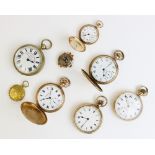 A collection of gold plated pocket watches and accessories, to include an open face Omega pocket