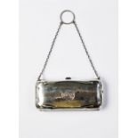 A George V silver purse by Clark & Sewell Chester 1916, of rectangular form with engine turned