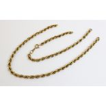 A 9ct gold rope twist chain, with spring ring and loop fastener, 46cm long, weight 8.9gms (at fault)
