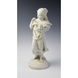A Copeland Parian ware figure of a girl and a butterfly, impressed verso 'Copyright Reserved