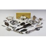 A selection of silver plated ware, to include a pair of bonbon dishes, a pair of fish servers, a