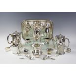 A selection of silver and silver plated items to include a George III style silver sauce boat,