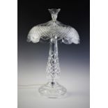 A Waterford Crystal 'Achillbeg' table lamp, the Art Deco style lamp of mushroom form with three lamp