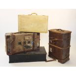 An early 20th century canvas travel case with leather straps, applied label verso 'Major General The