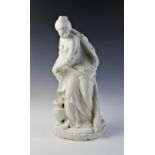 A Minton Parian ware figure, probably mid 19th century, modelled as a maiden collecting water,