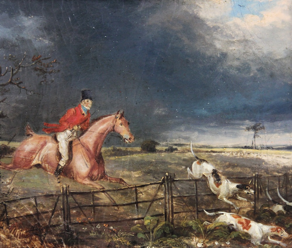 English school (19th century), A pair of oils on board, Hunting scenes with horses jumping fences - Image 3 of 3