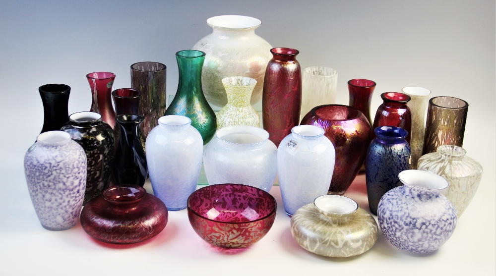 A large collection of Royal Brierley vases and bowls, of various forms, each decorated with