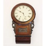 A Victorian rosewood drop dial wall clock, the 30cm painted dial applied with Roman numerals and