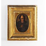 English school (19th century), Oil on canvas, Oval mounted bust length portrait of an old man,