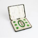 An Edwardian silver and green enamel belt buckle by Deakin & Francis, Birmingham 1910, 7.8cm x