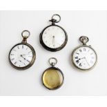 A Victorian silver pair cased pocket watch, the circular white enamelled dial with Arabic numerals