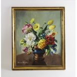 Thomas Bradley (1889-1993), Oil on board, Still life with flowers in a jug, Signed lower left, 44.
