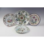 A selection of Chinese porcelain, 18th century and later, comprising; a Kangxi period Wucai