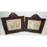 A pair of 19th century carved oak frames, each of rectangular form and elaborately carved