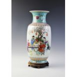 A Chinese porcelain Republic vase, Qianlong four character mark, 20th century, the baluster shaped
