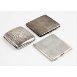 A George V silver cigarette case by Mappin & Webb, Birmingham 1929, of square form with engine