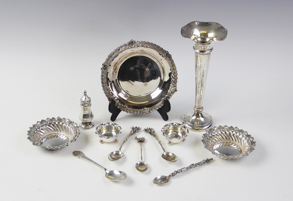 A selection of silver tableware, to include a silver bonbon dish by A Marston & Co, Birmingham 1973,