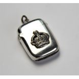 An Edwardian silver vesta case by A&J Zimmerman Ltd, Birmingham 1901, of plain polished